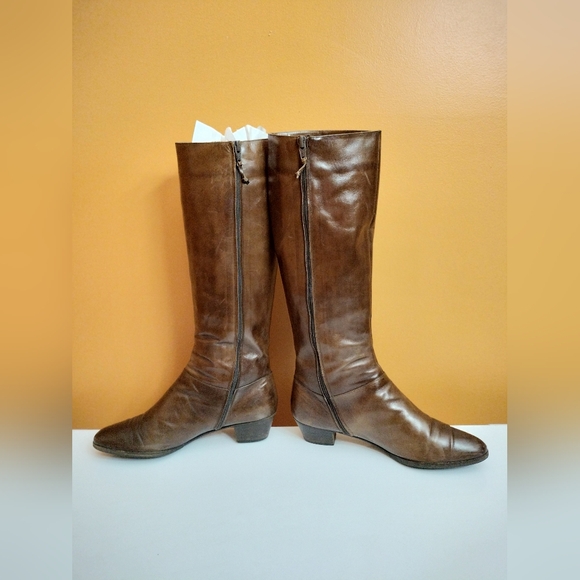 Vintage Salvatore Ferragamo Brown Heeled Boots-Size 10B-Medium Width -True Size - Picture 6 of 9